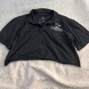 Grey Cropped Collared “Malibu” Top